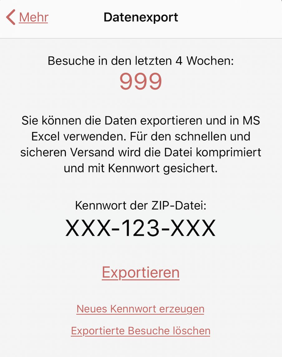 Export Besucherliste Export Besucherliste