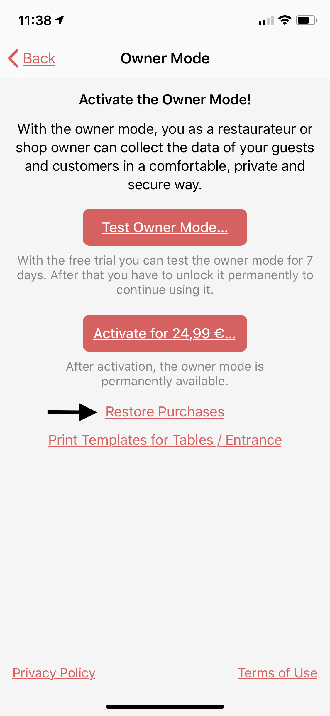 Restore purchases Restore purchases