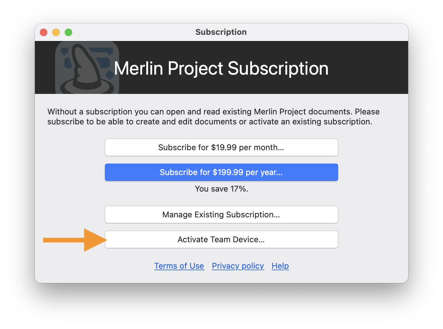 Activate Team Device Activate Team Device