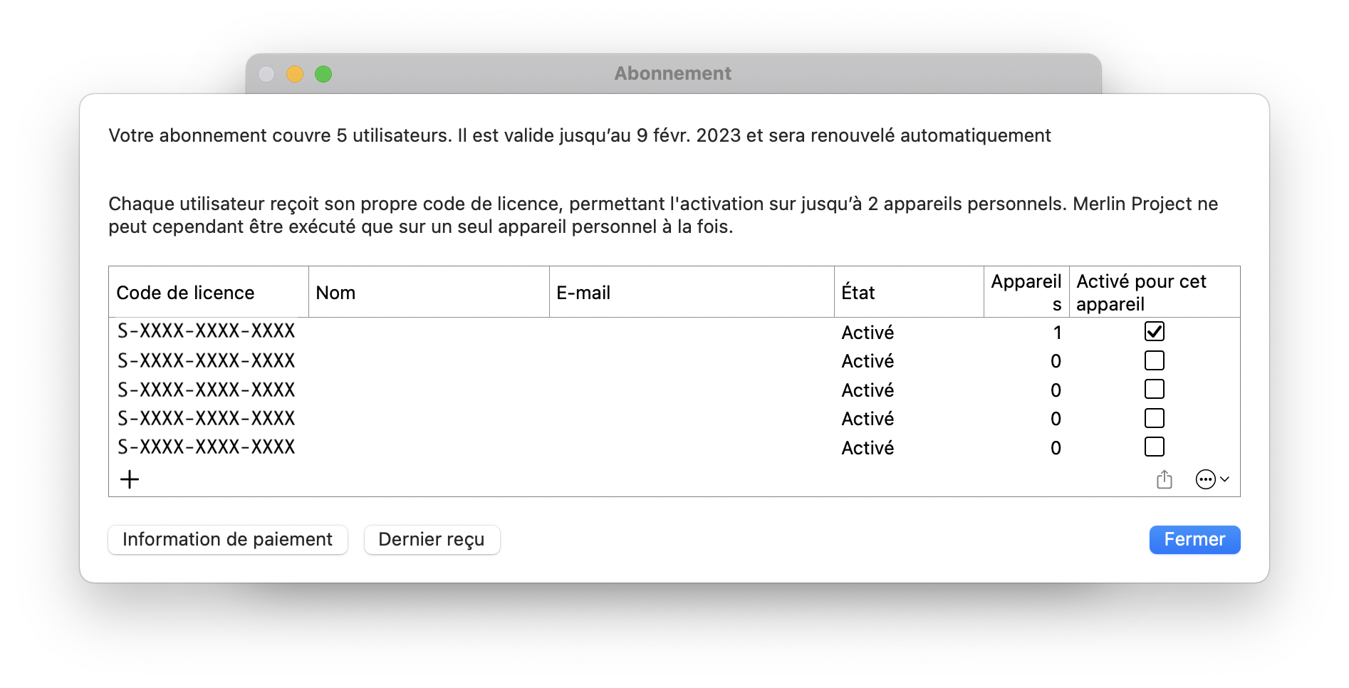 Gestion des licences Gestion des licences