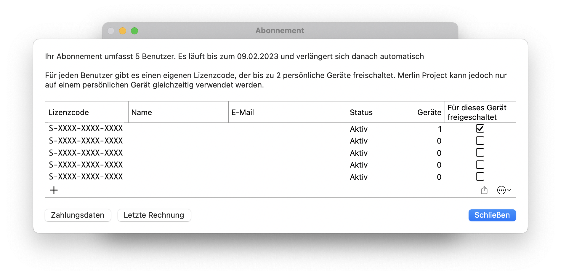 Zentrale Lizenzverwaltung