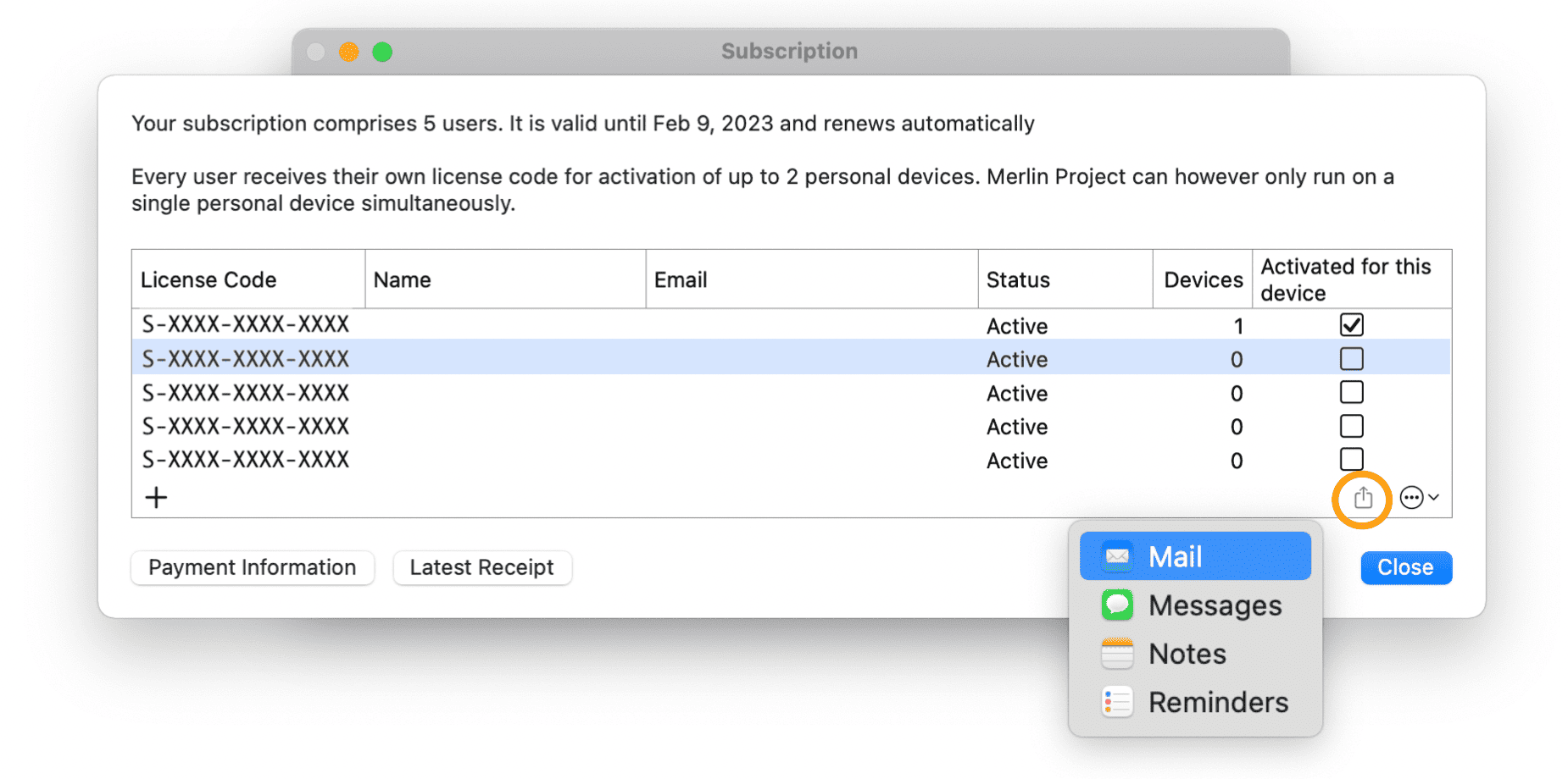 Forward license code Forward license code