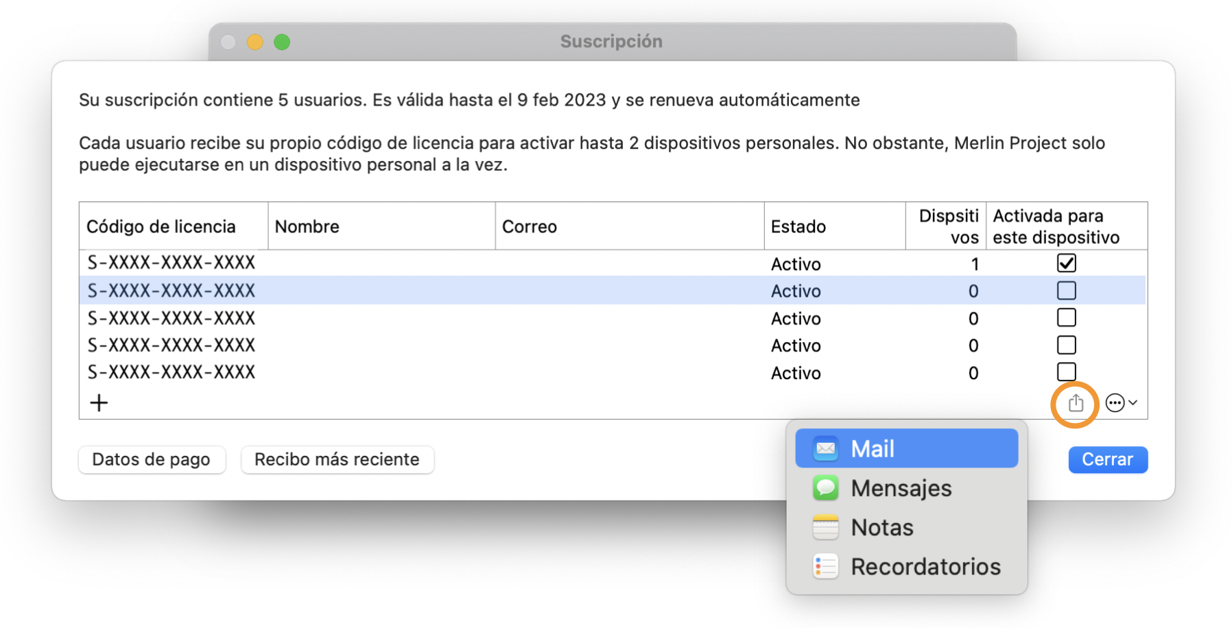 Código de licencia de avance Código de licencia de avance