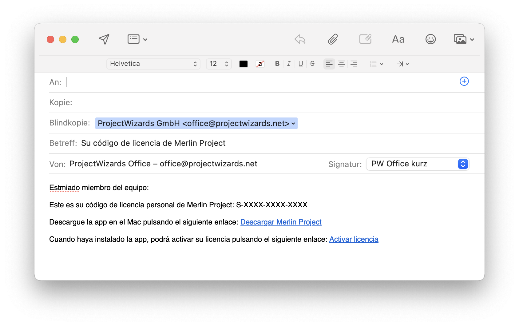 Envíe las instrucciones para la concesión de licencias por correo electrónico Envíe las instrucciones para la concesión de licencias por correo electrónico