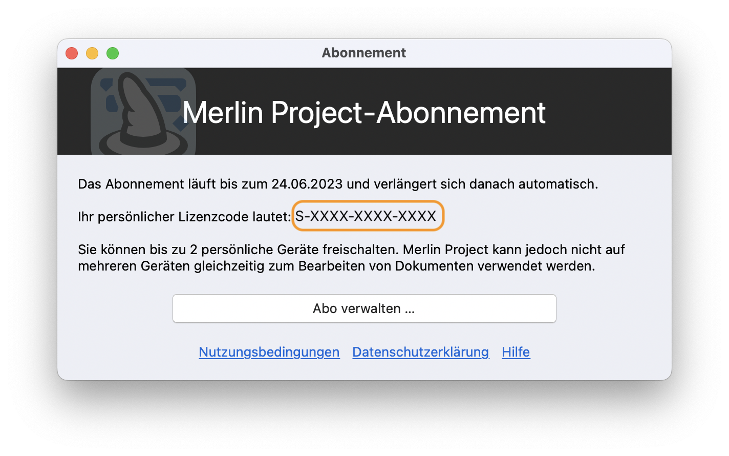 Merlin Project Lizenznummer