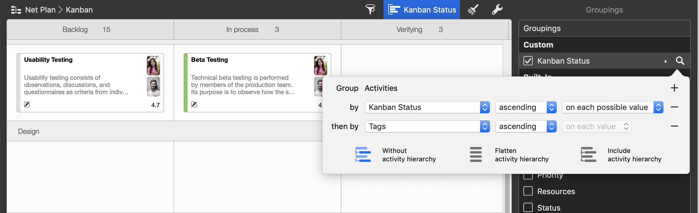 Merlin Project Grouping options for Swimlanes