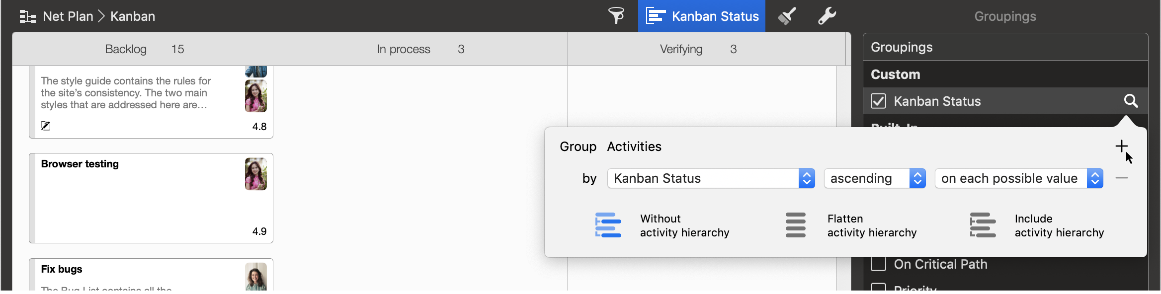 Insert an additional grouping option for Swimlanes