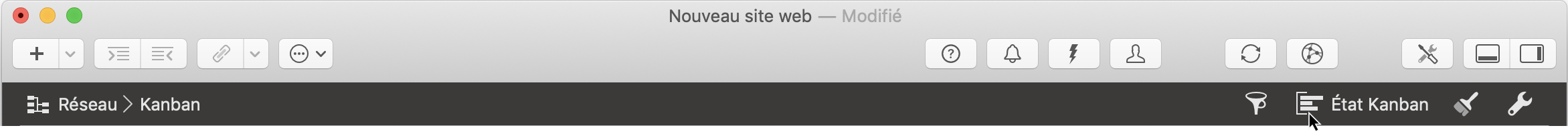 Cliquez sur le symbole des groupements pour voir les options de groupements