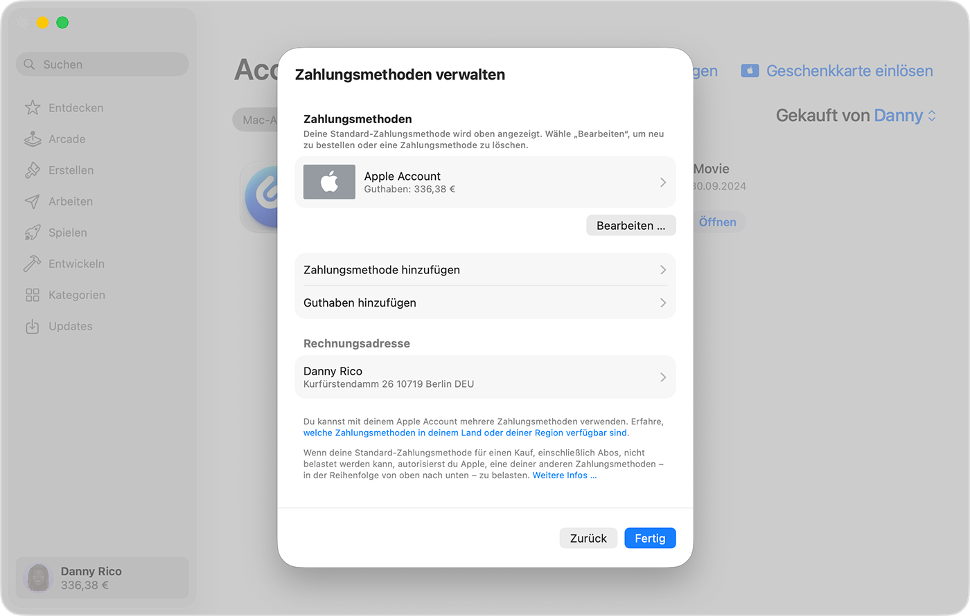 Zahlungsmethode im App Store anpassen