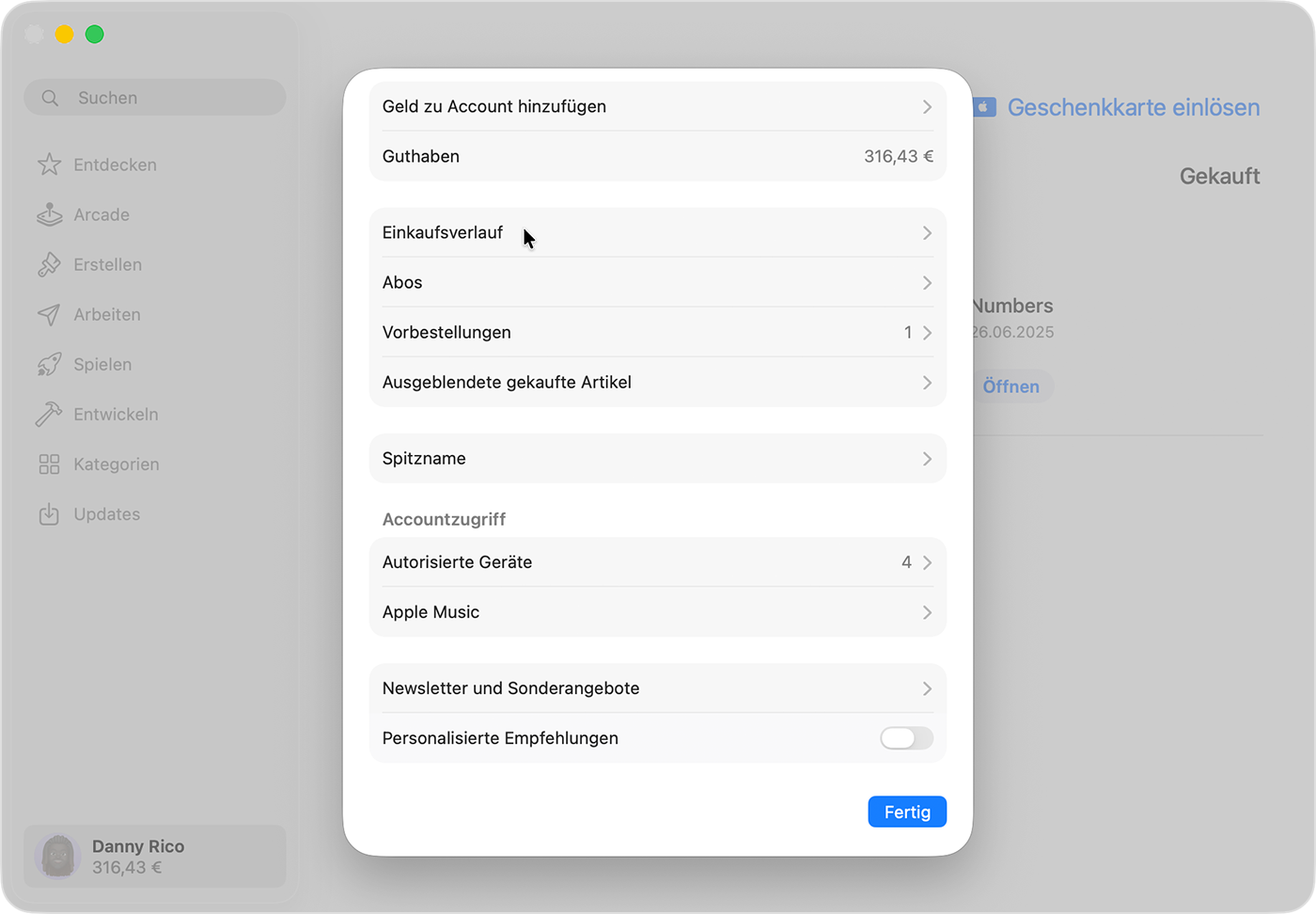 Einkaufsstatistik der Apple ID abrufen