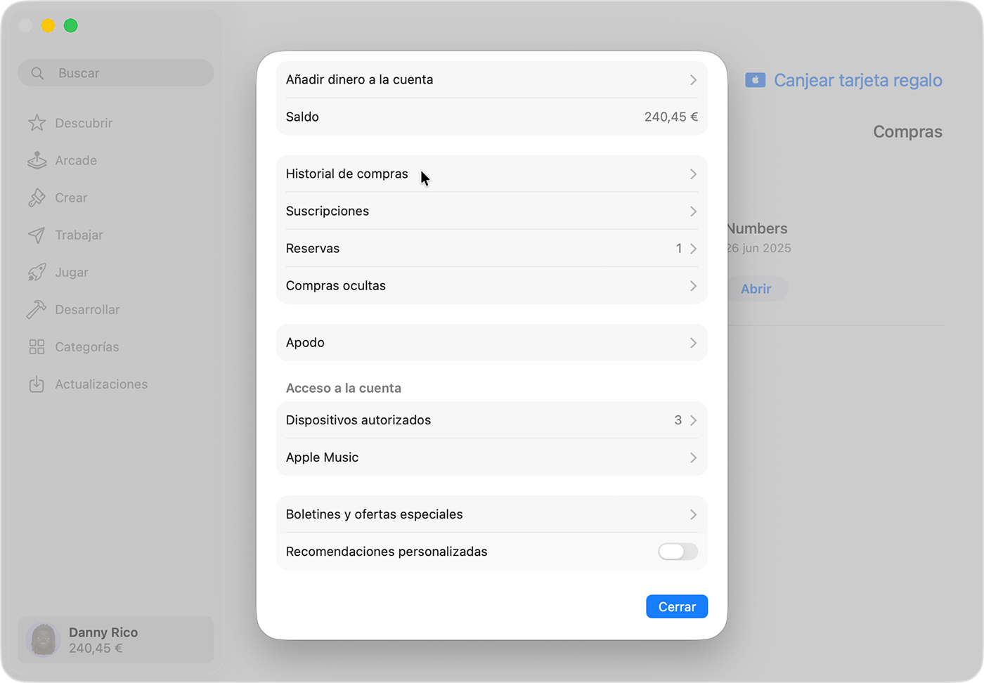 Consultar las estadísticas de compras del ID de Apple