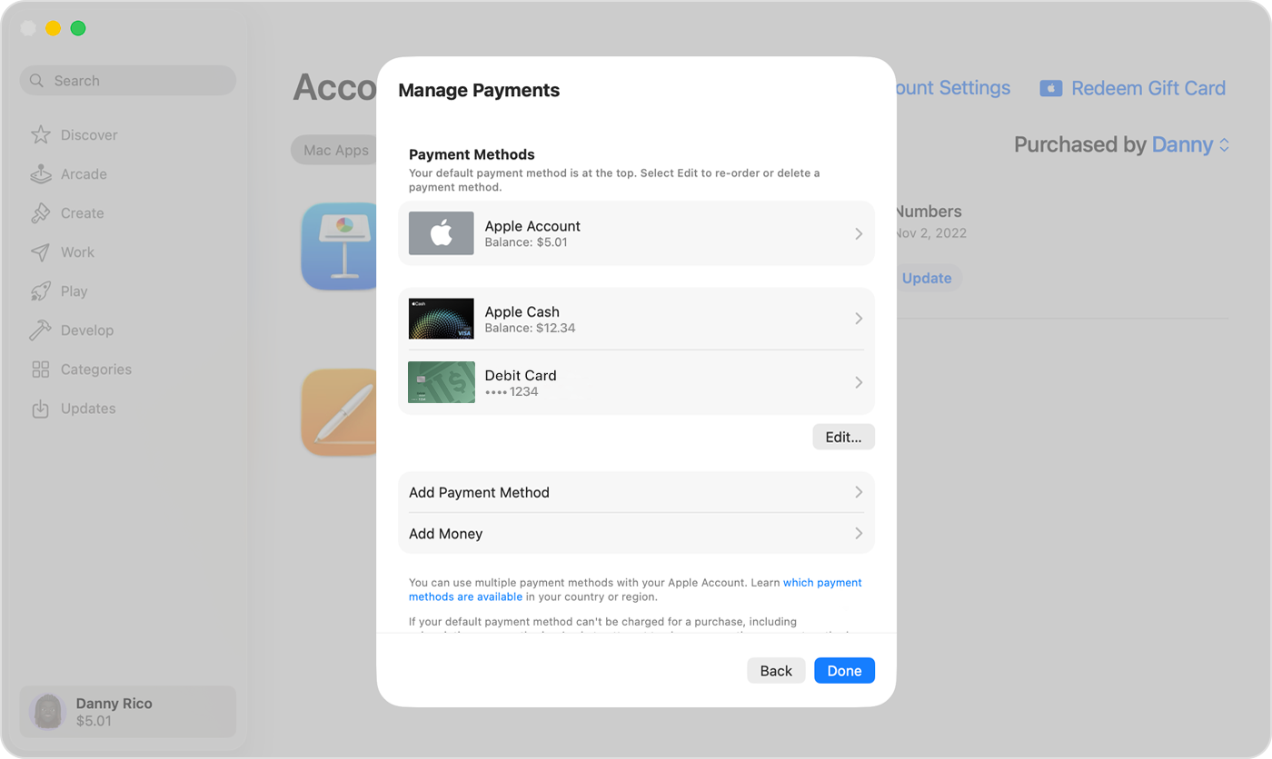 Adjust payment method in the App Store
