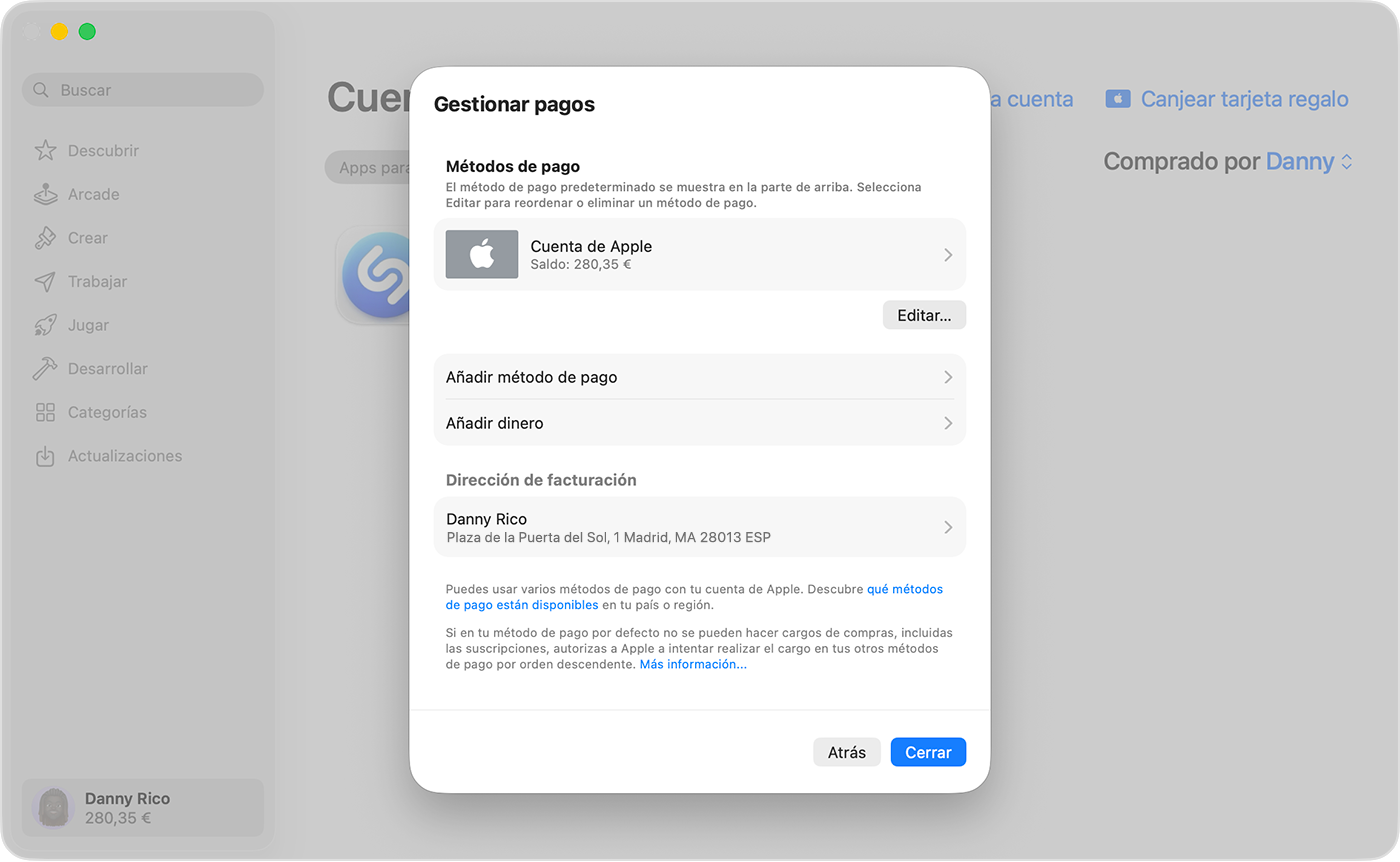 Ajustar el método de pago en el App Store