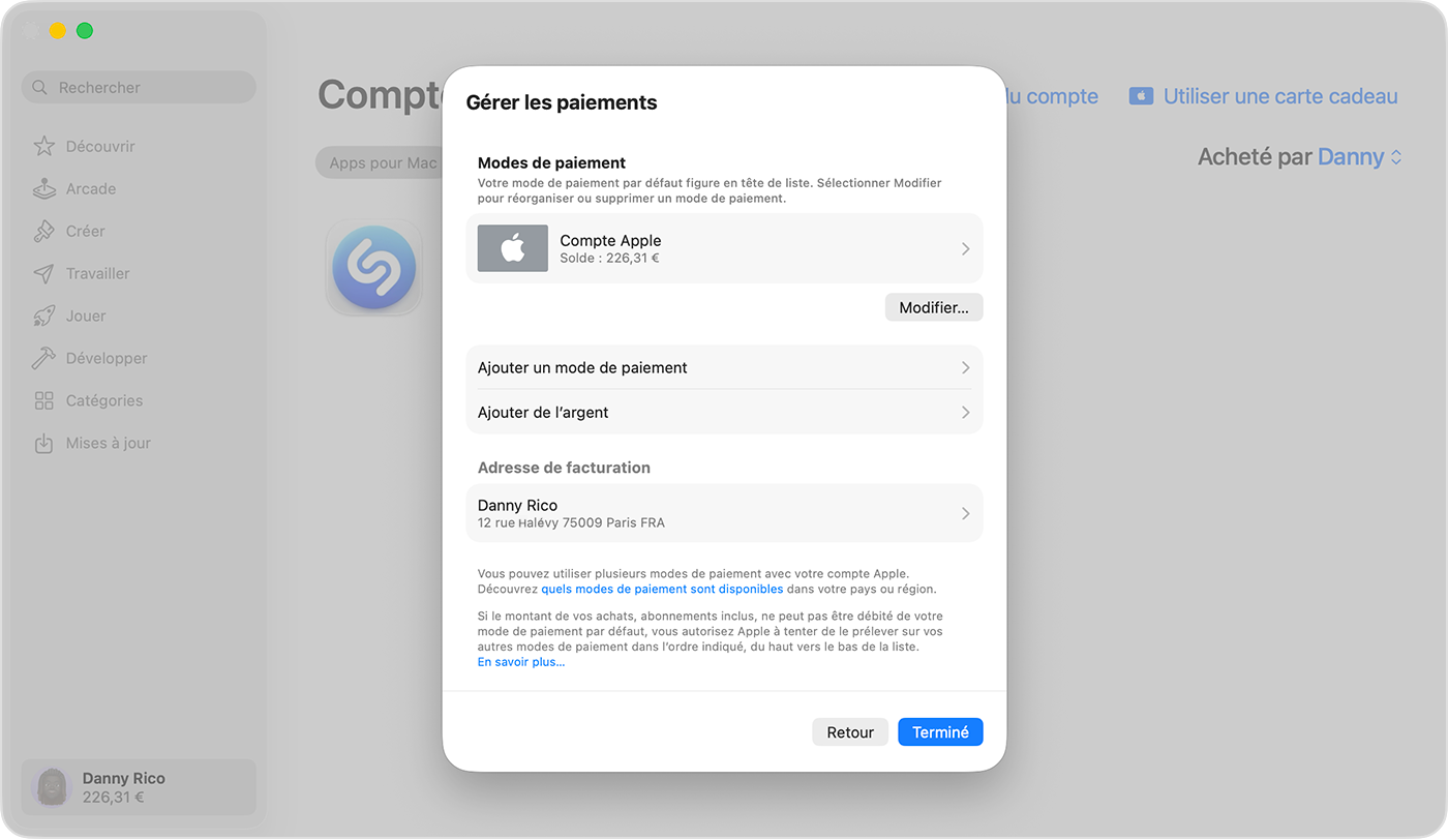 Modifier le mode de paiement dans l’App Store