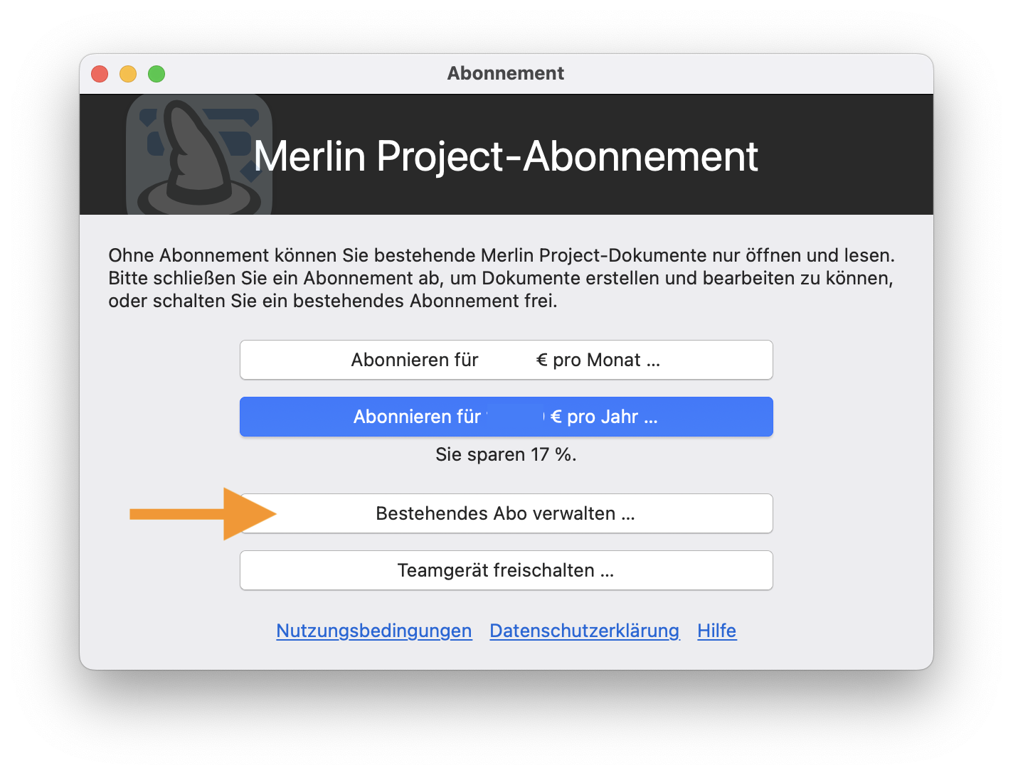 Bestehendes Abo verwalten Bestehendes Abo verwalten