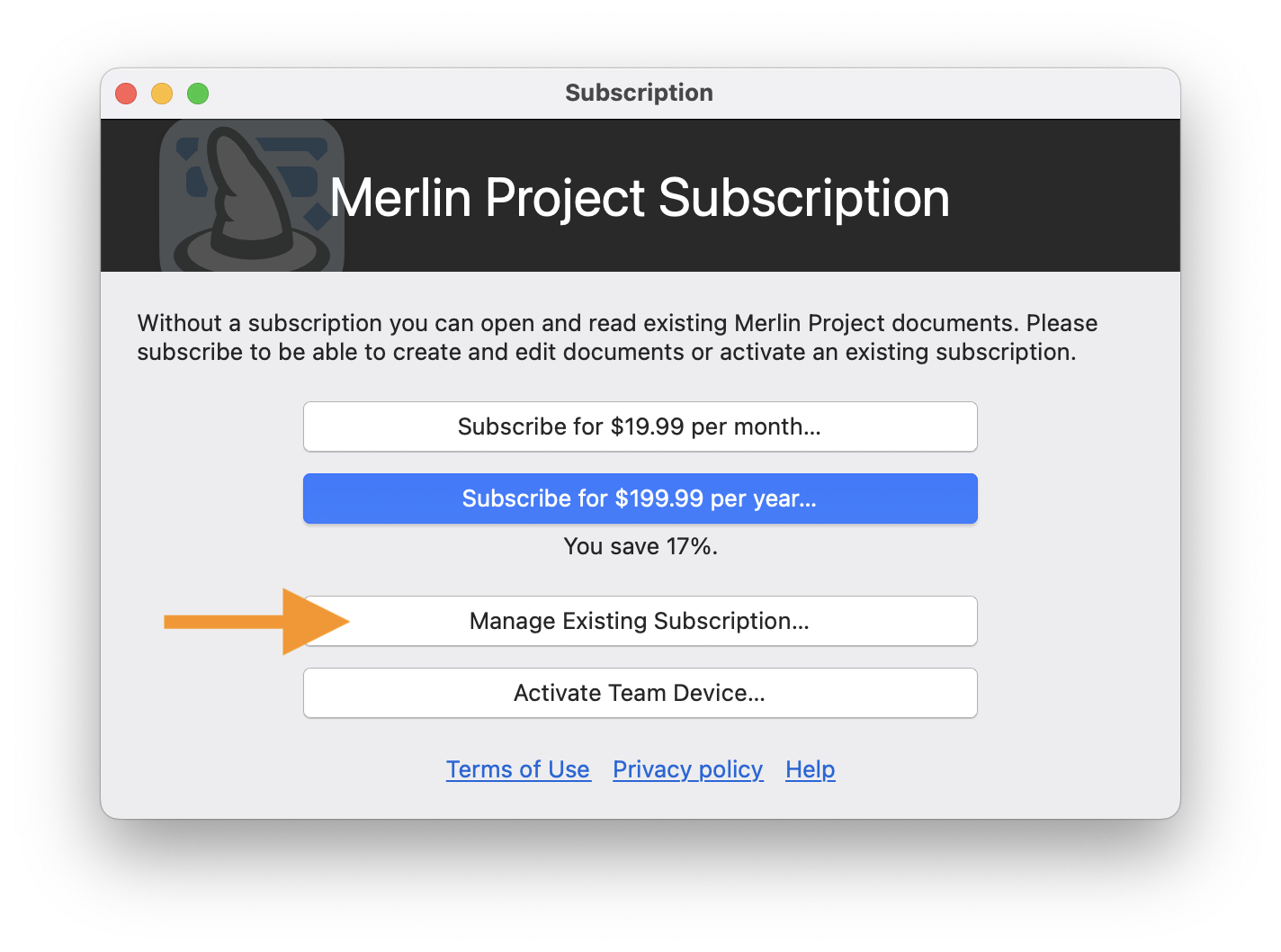 Manage Existing Subscription Manage Existing Subscription