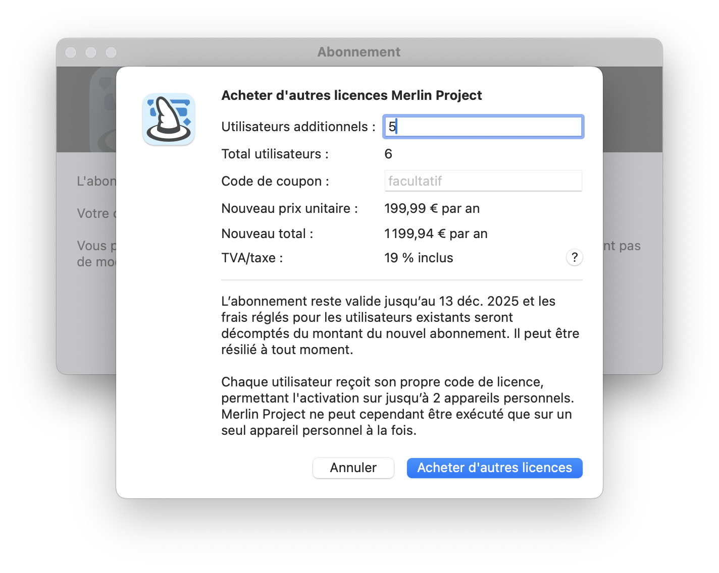 Ajouter des licences