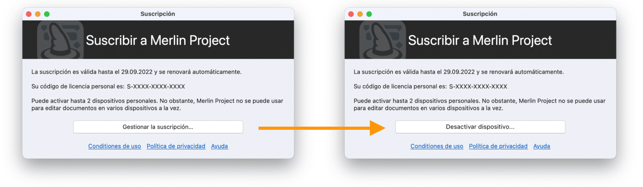 Gestionar la suscripción de Merlin Project