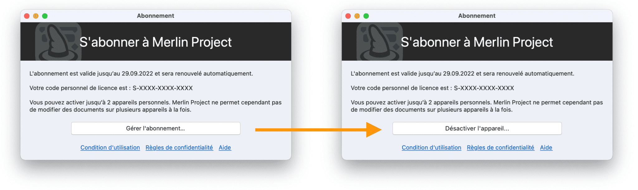 Gérer l'abonnement de Merlin project