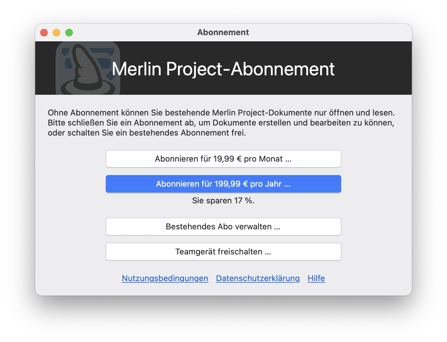 Merlin Project Abonnement aktivieren Merlin Project Abonnement aktivieren
