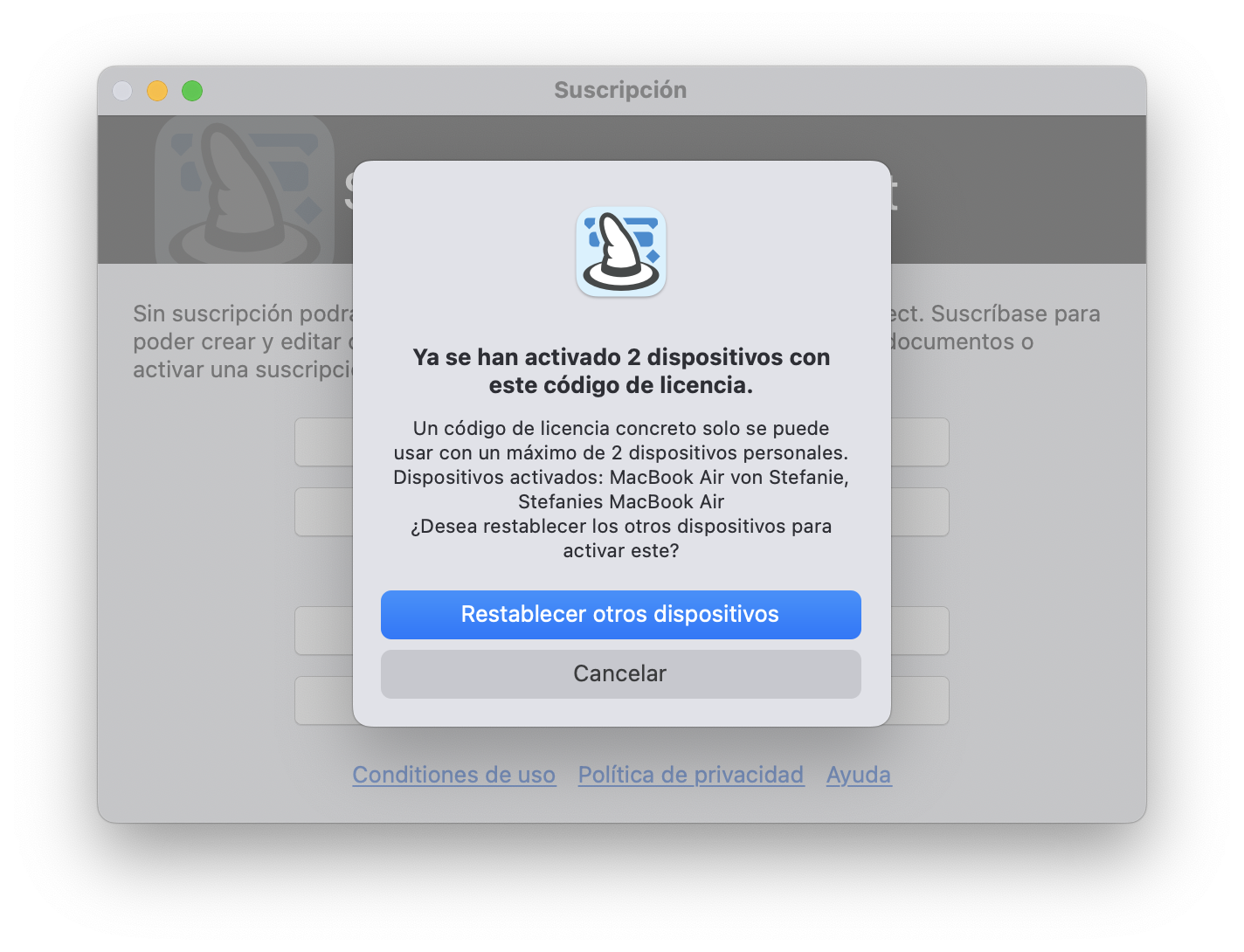 Restablecer la licencia en otros dispositivos Restablecer la licencia en otros dispositivos