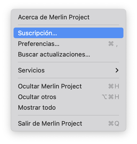 Gestionar la suscripción en Merlin Project Gestionar la suscripción en Merlin Project