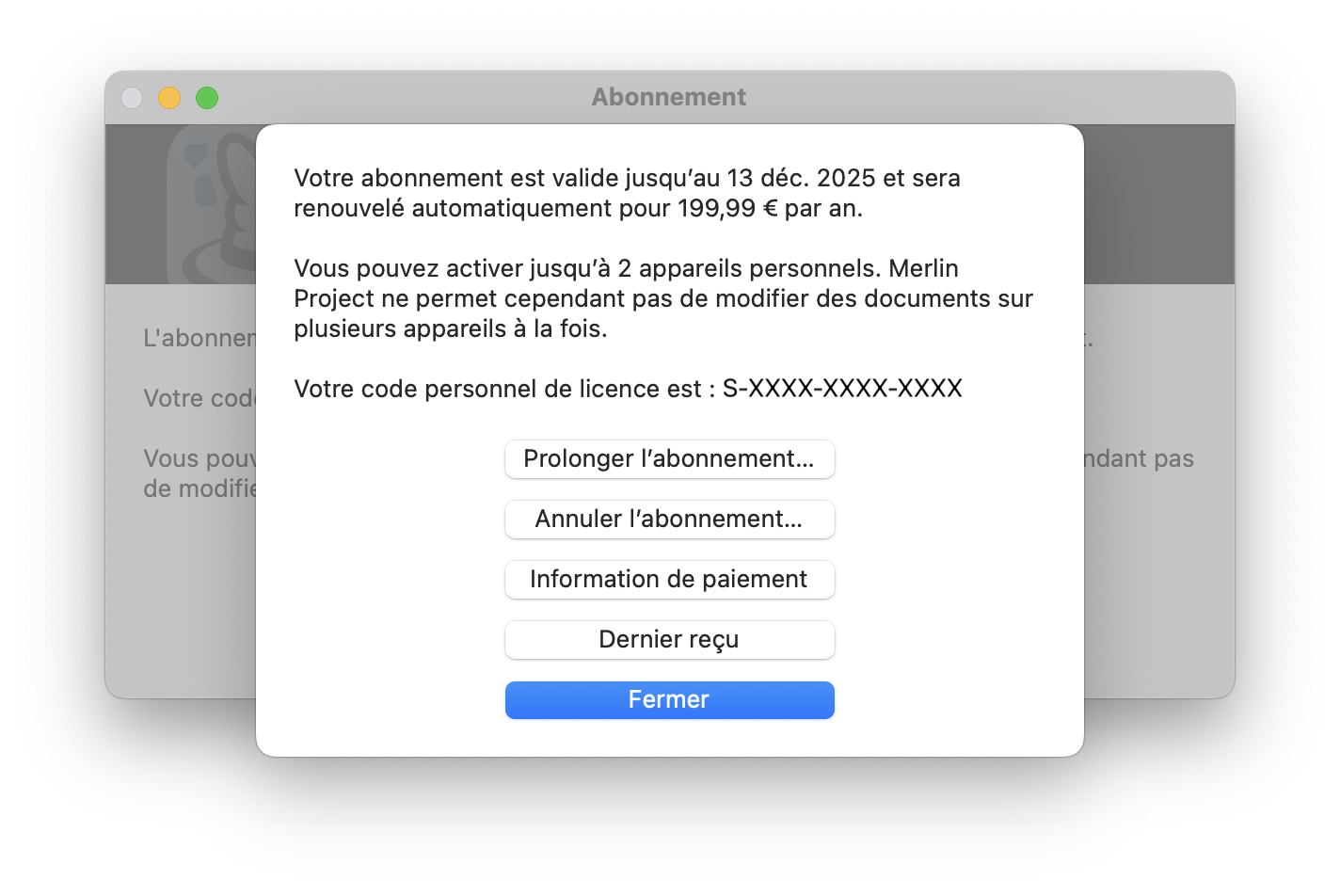 Gérer l'abonnement dans Merlin Project Gérer l'abonnement dans Merlin Project