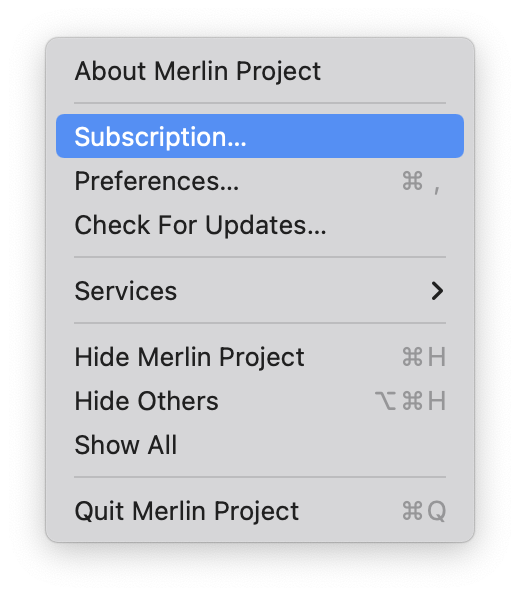 Manage Subscription in Merlin Project