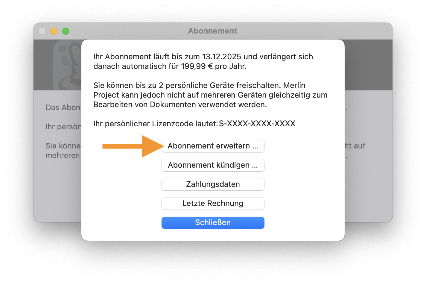 Merlin Project Abonnement erweitern Merlin Project Abonnement erweitern