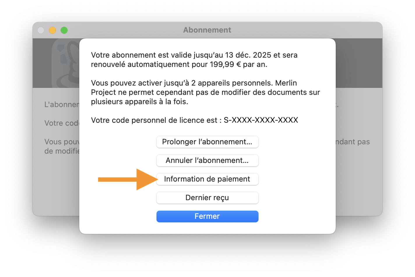 Mettre à jour les informations de paiement