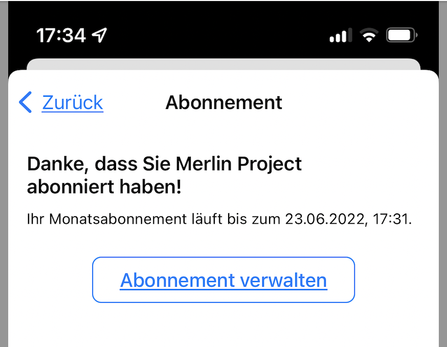 Abogültigkeit in Merlin Project auf iOS