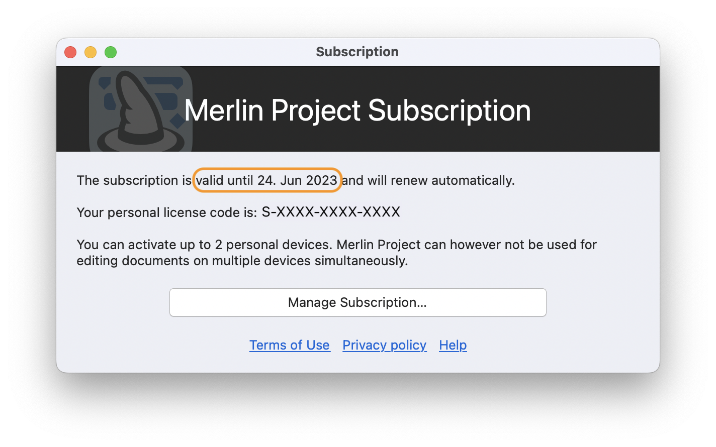 Subscription validity in Merlin Project Subscription validity in Merlin Project