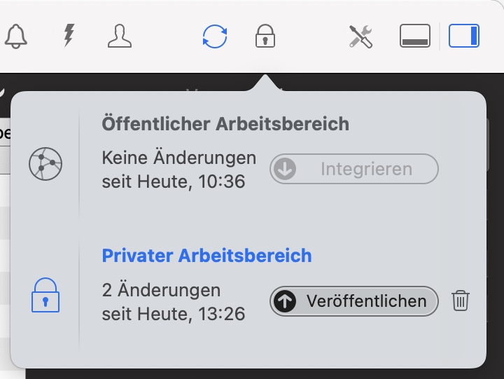 Privater Arbeitsbereich in Merlin Project