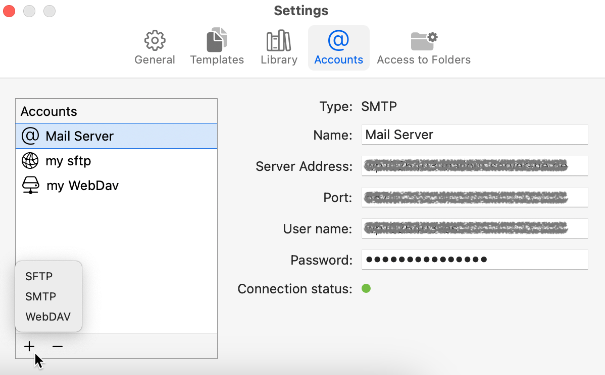 Merlin Project - Preferences - Accounts