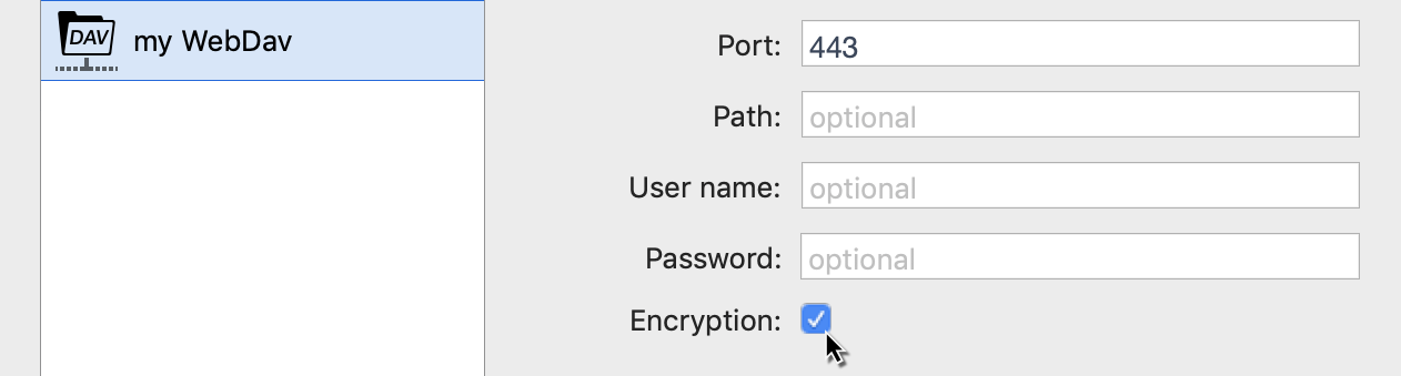 Encrypted WebDAV Account