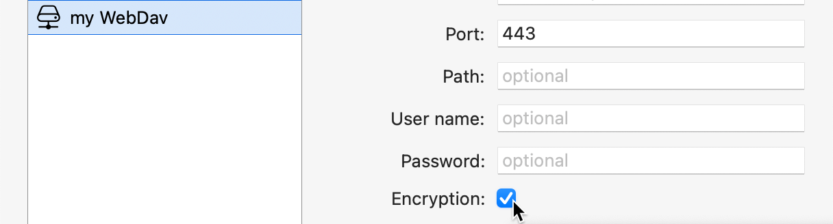 Encrypted WebDAV Account Encrypted WebDAV Account