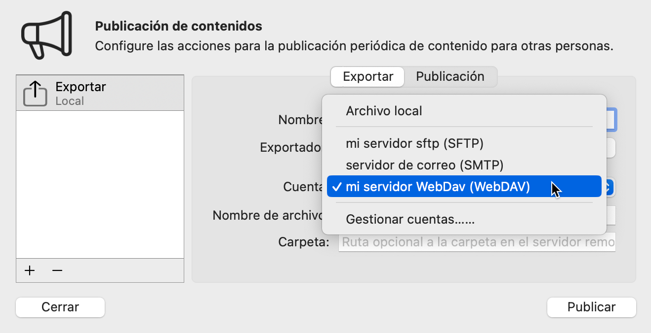 cuenta WebDAV cuenta WebDAV
