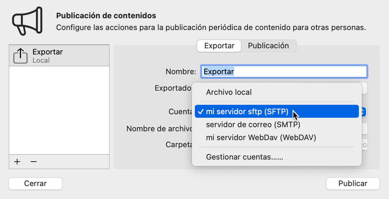 cuenta SFTP