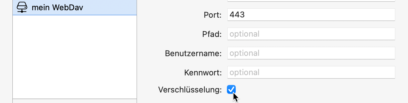 verschlüsselter WebDAV-Account verschlüsselter WebDAV-Account