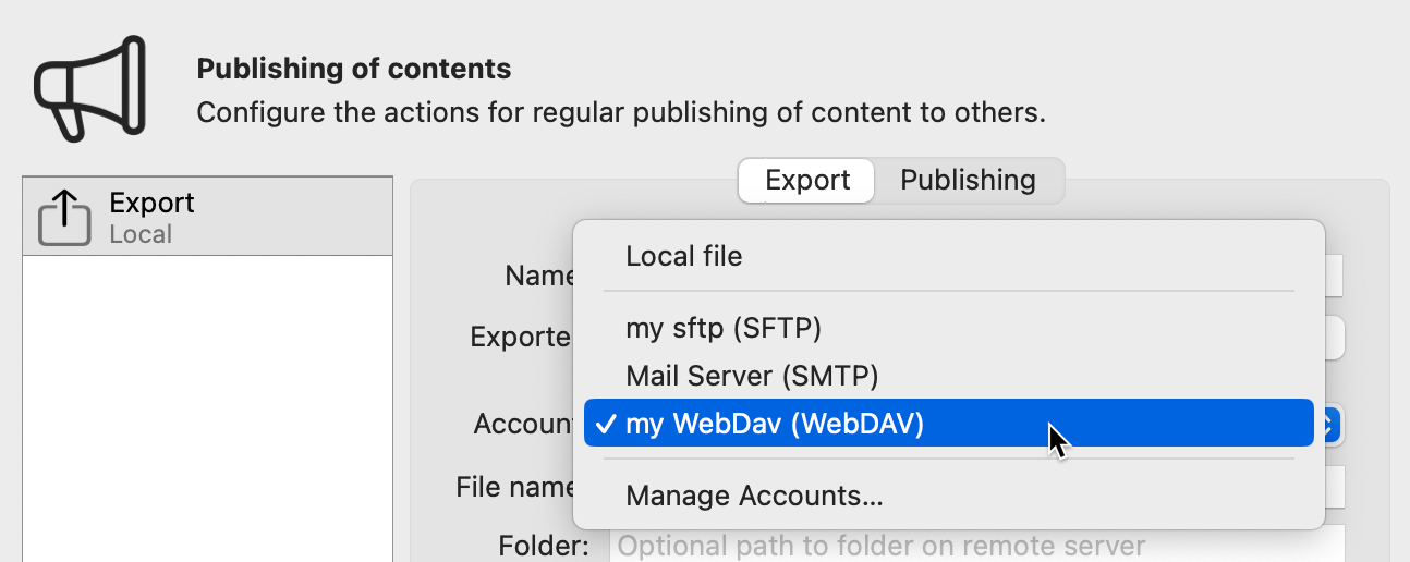 WebDAV Account