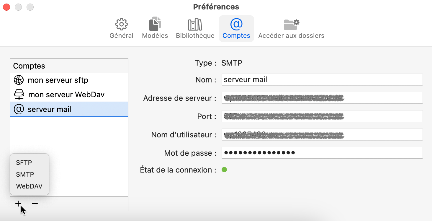Merlin Project - Préférences - Comptes