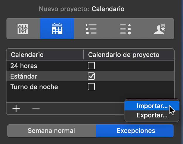 Importar Excepciones de Calendario Importar Excepciones de Calendario
