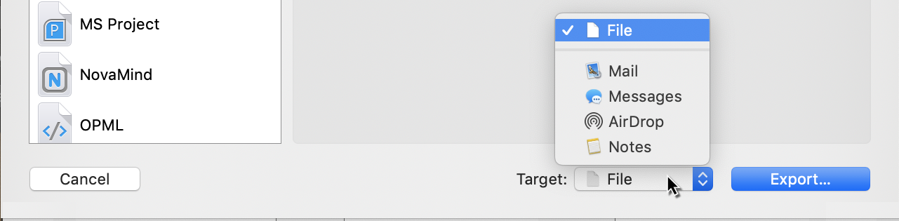Export -> Calendar: Target