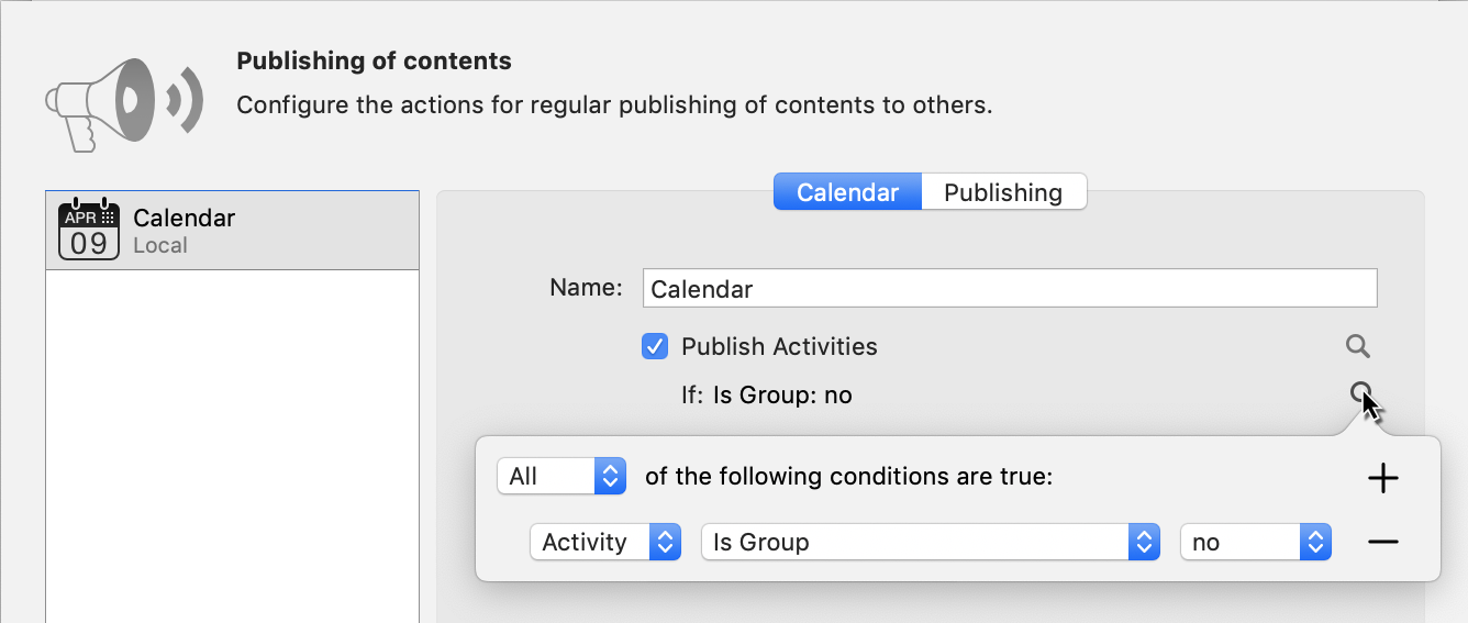 Publish -> Calendar: Filter Items