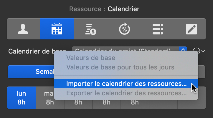 Importer les exceptions du calendrier Importer les exceptions du calendrier