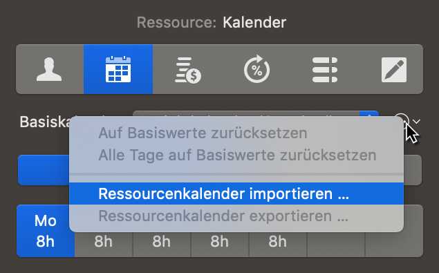 Kalenderausnahmen importieren