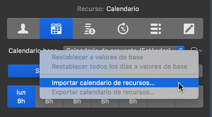 Importar Excepciones de Calendario