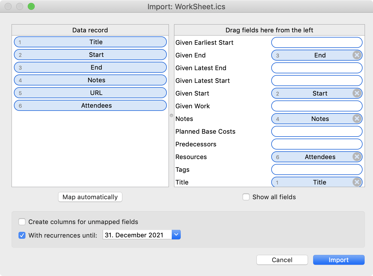 Import Activities Import Activities