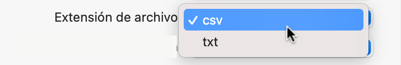 Elija la extensión del archivo Elija la extensión del archivo