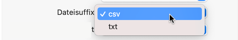 Dateiendung auswählen